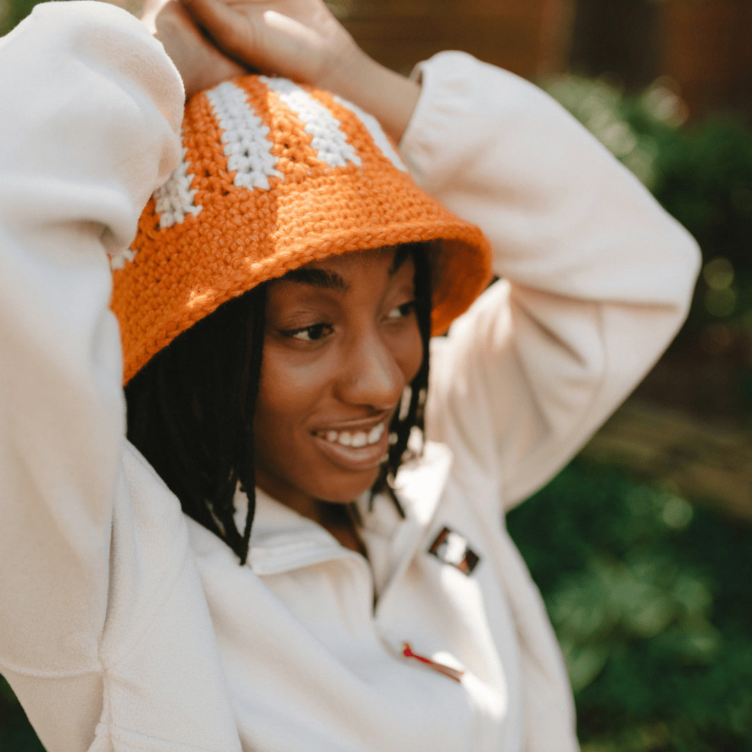 帽子 FLUTTER cotton knit bucket hat FLUTTER] Knit Bucket hat - OCEANBEETLE ONLINE STORE