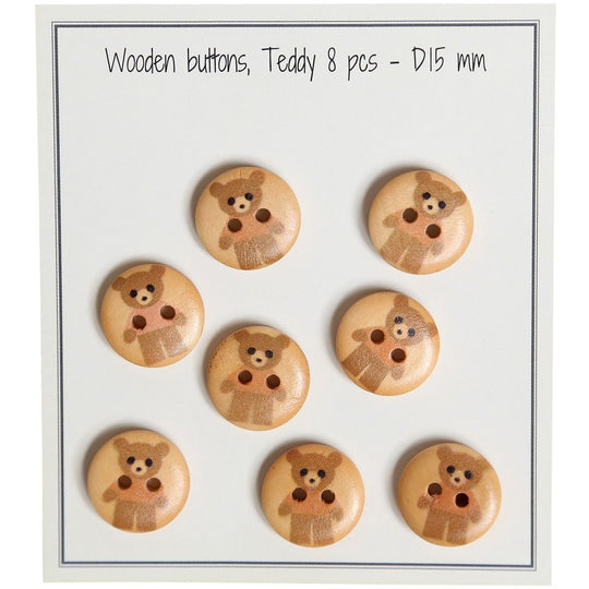 Wooden Buttons, Teddy - Go Handmade