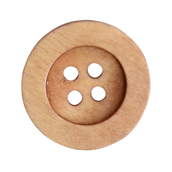 Wooden Buttons - Round Groove - Bright
