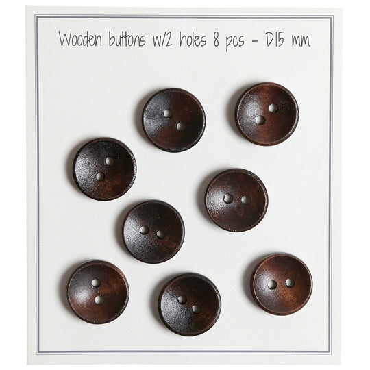 Deep Wooden Buttons - Dark - 8 pcs. - Go Handmade