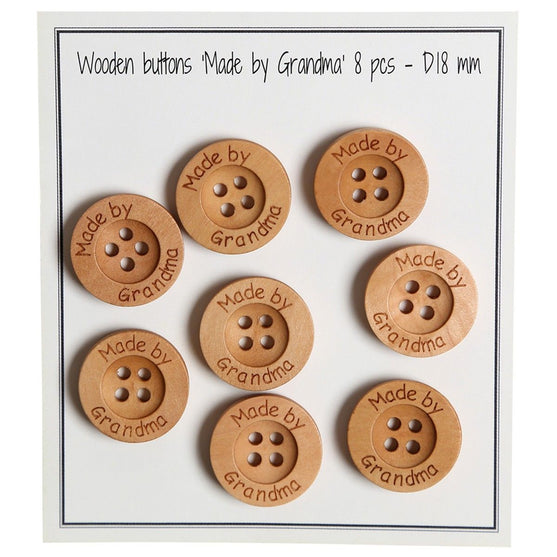 

Wooden Buttons - Made by Grandma  - 18 mm (0.71 in) - Go Handmade
1