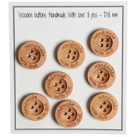 Wooden Buttons - Handmade with Love - 18 mm (7.1 in) - Go Handmade