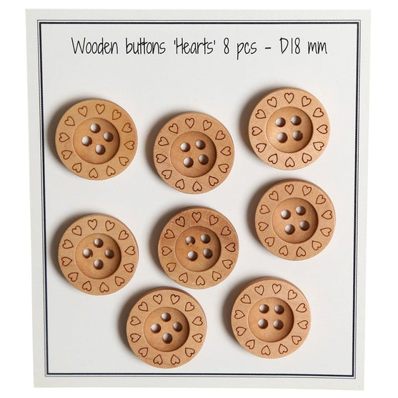 

Wooden Buttons - Hearts - 18 mm (0.71 in) - Go Handmade
1