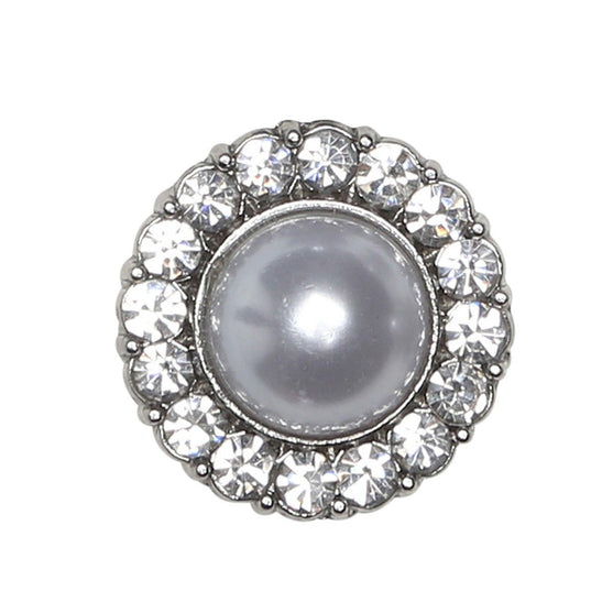

Pearl Buttons w. Stones - Silver - Multiple Sizes - Go Handmade
3