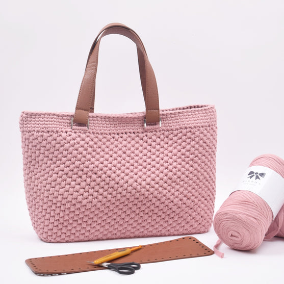 

Ribbon Shopper with a Leather Base – Small
1