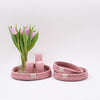 

Decoration trays with round leather base
1