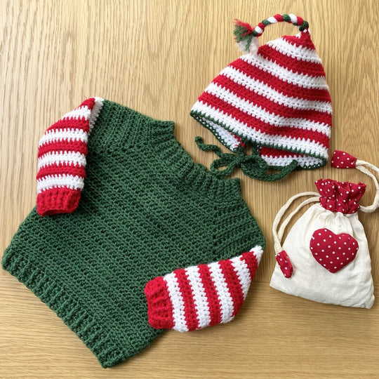 Baby Elf - Christmas Jumper and Bonnet