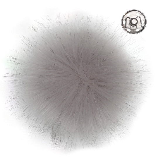 Pom Pom w/button - Gray - Large - Go Handmade