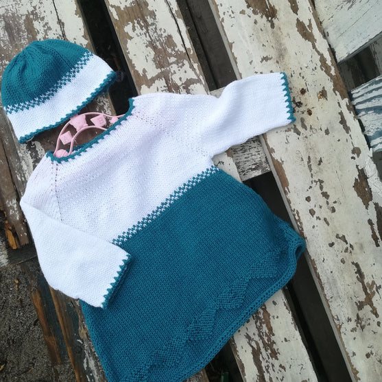 

Teal Darling - Baby Dress and Hat
1