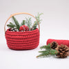 

Ribbon Christmas Basket with leather handle
1