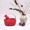 

Ribbon Christmas Basket with leather handle
2