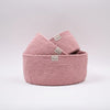 

Ribbon Baskets with round leather base – Knit Stitch
3