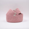 

Ribbon Baskets with round leather base – Knit Stitch
3