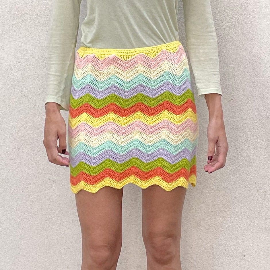 eaphi　gradation wave knit skirt GW SK005 S-2XL Unlined, Simple, 4 Panel Skirt Pattern
